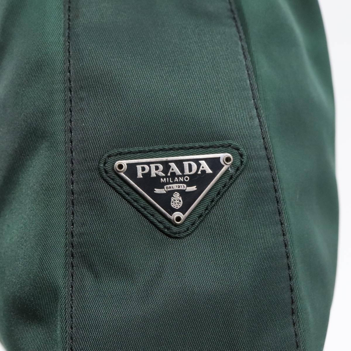 PRADA Shoulder Bag Nylon Green Silver Auth 88222