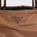 PRADA Hand Bag Nylon Beige Silver Auth 88223-17