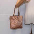 PRADA Hand Bag Nylon Beige Silver Auth 88223-25