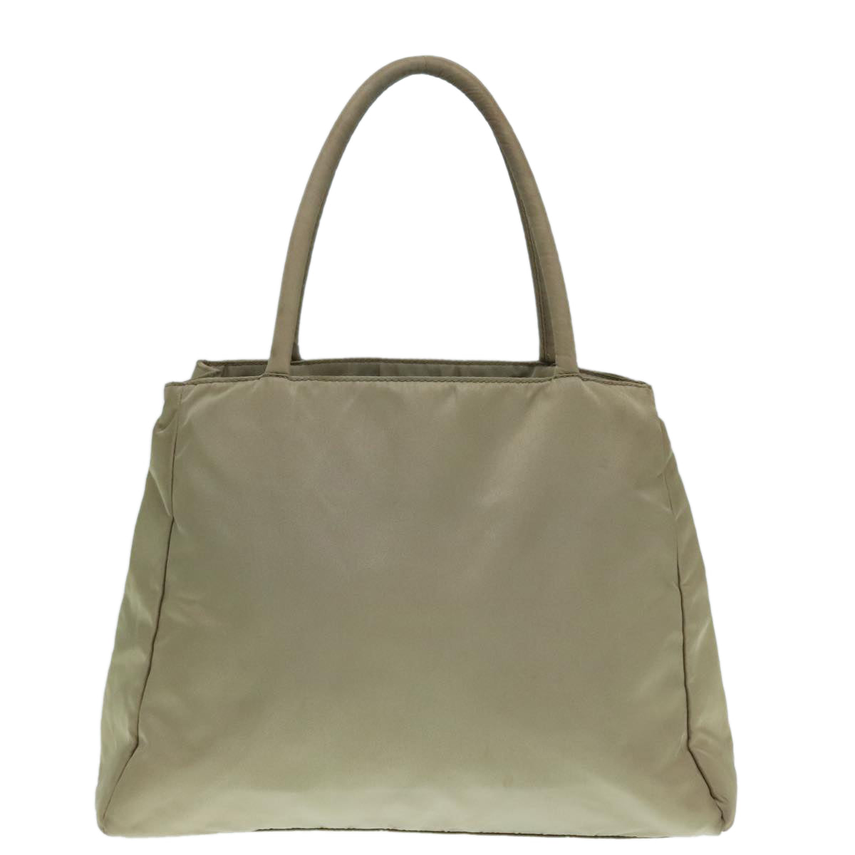 PRADA Tote Bag Nylon Beige Silver Auth 88224 - 0