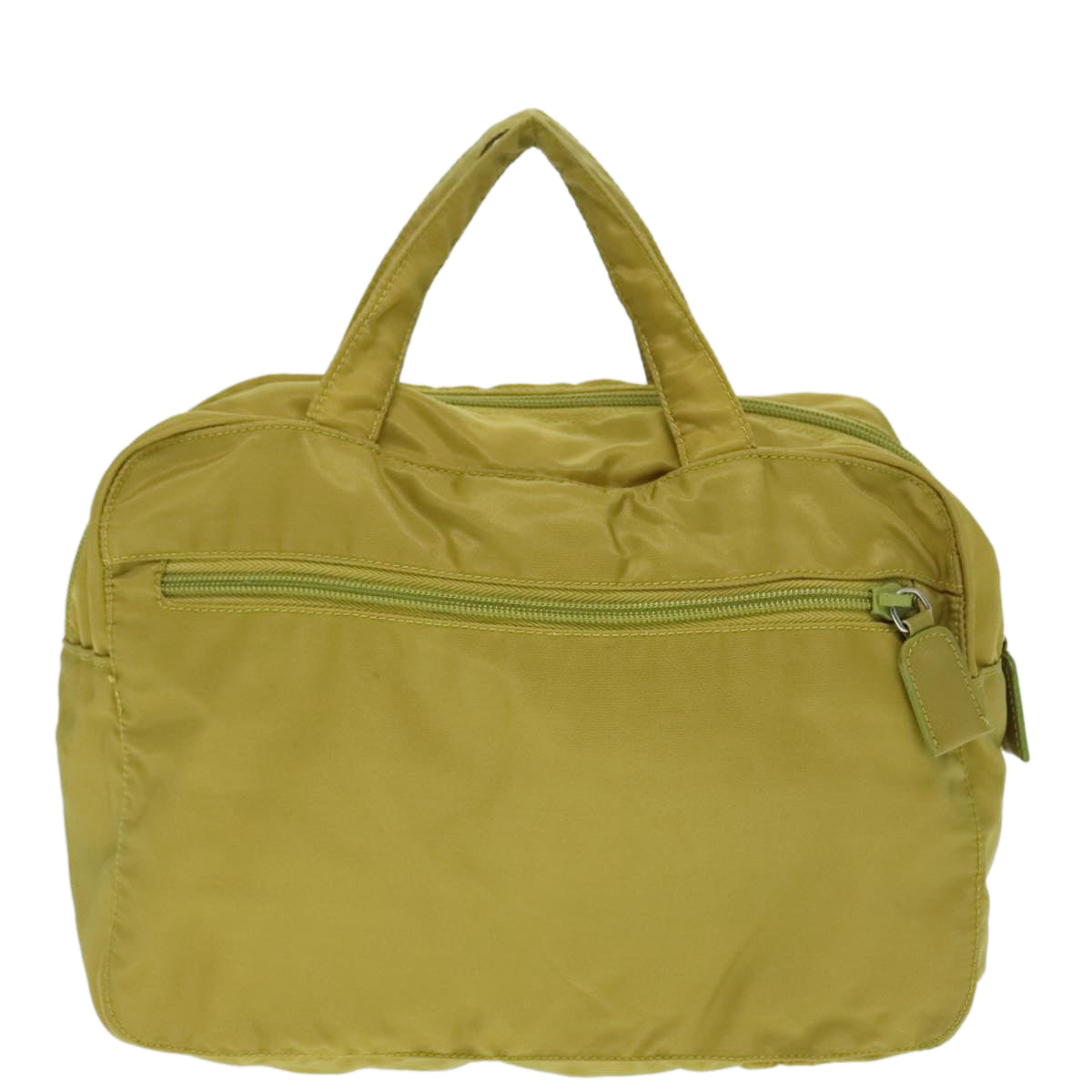 PRADA Hand Bag Nylon Lime Yellow Silver Auth 88227 - 0