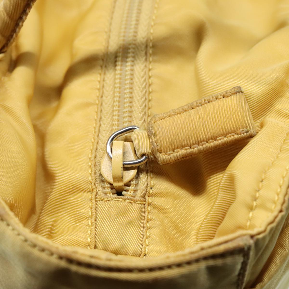 PRADA Hand Bag Nylon Yellow Silver Auth 88229