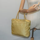 PRADA Hand Bag Nylon Yellow Silver Auth 88229-23