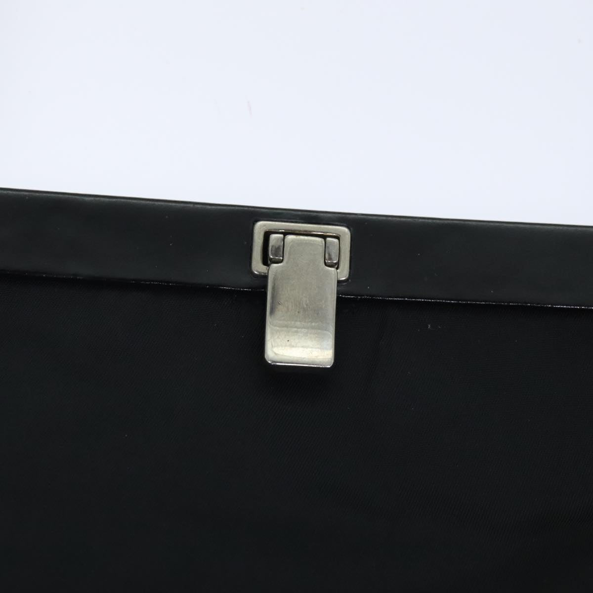 PRADA Tote Bag Nylon Black Silver Auth 88230