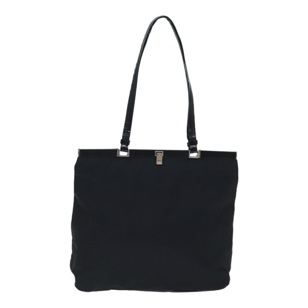 PRADA Tote Bag Nylon Black Silver Auth 88230 - 0