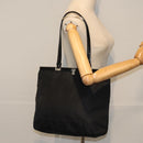 PRADA Tote Bag Nylon Black Silver Auth 88230-21