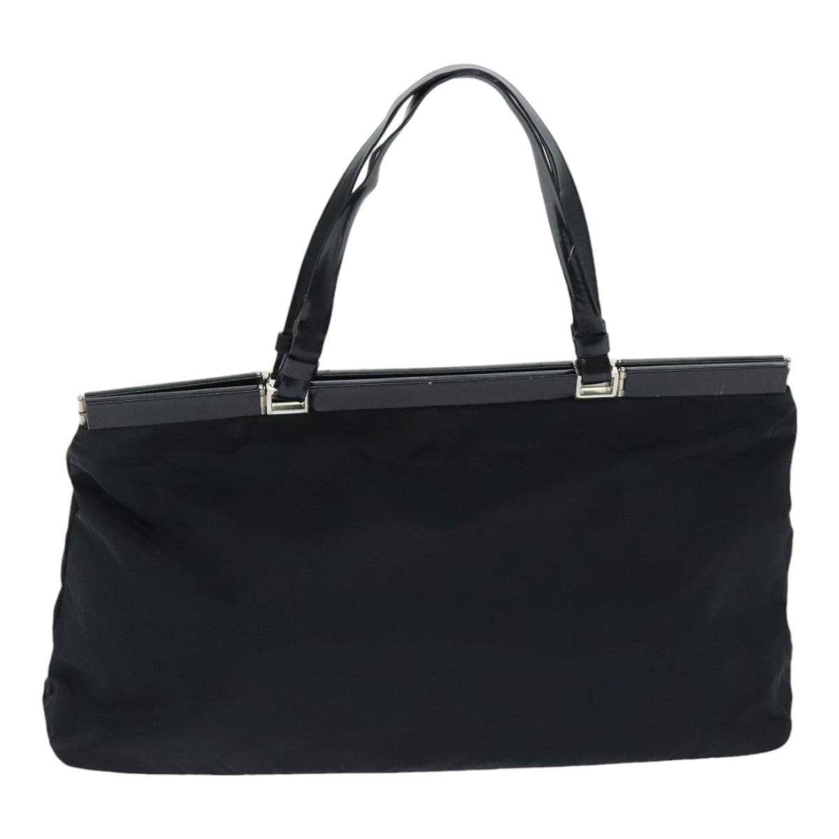 PRADA Tote Bag Nylon Black Silver Auth 88231 - 0