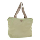 PRADA Tote Bag Nylon Beige Silver Auth 88232-1