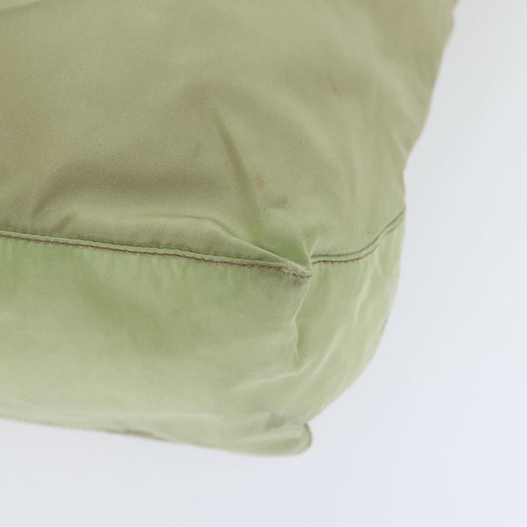 PRADA Tote Bag Nylon Beige Silver Auth 88232