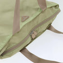 PRADA Tote Bag Nylon Beige Silver Auth 88232-6