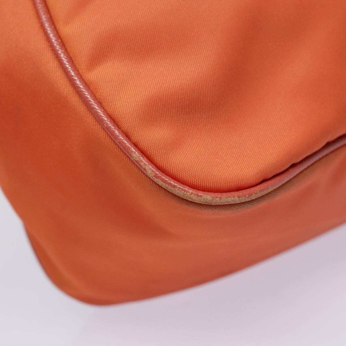 PRADA Shoulder Bag Nylon Orange Silver Auth 88236