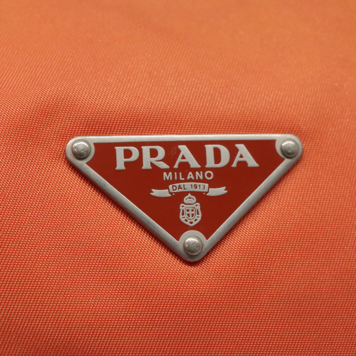 PRADA Shoulder Bag Nylon Orange Silver Auth 88236