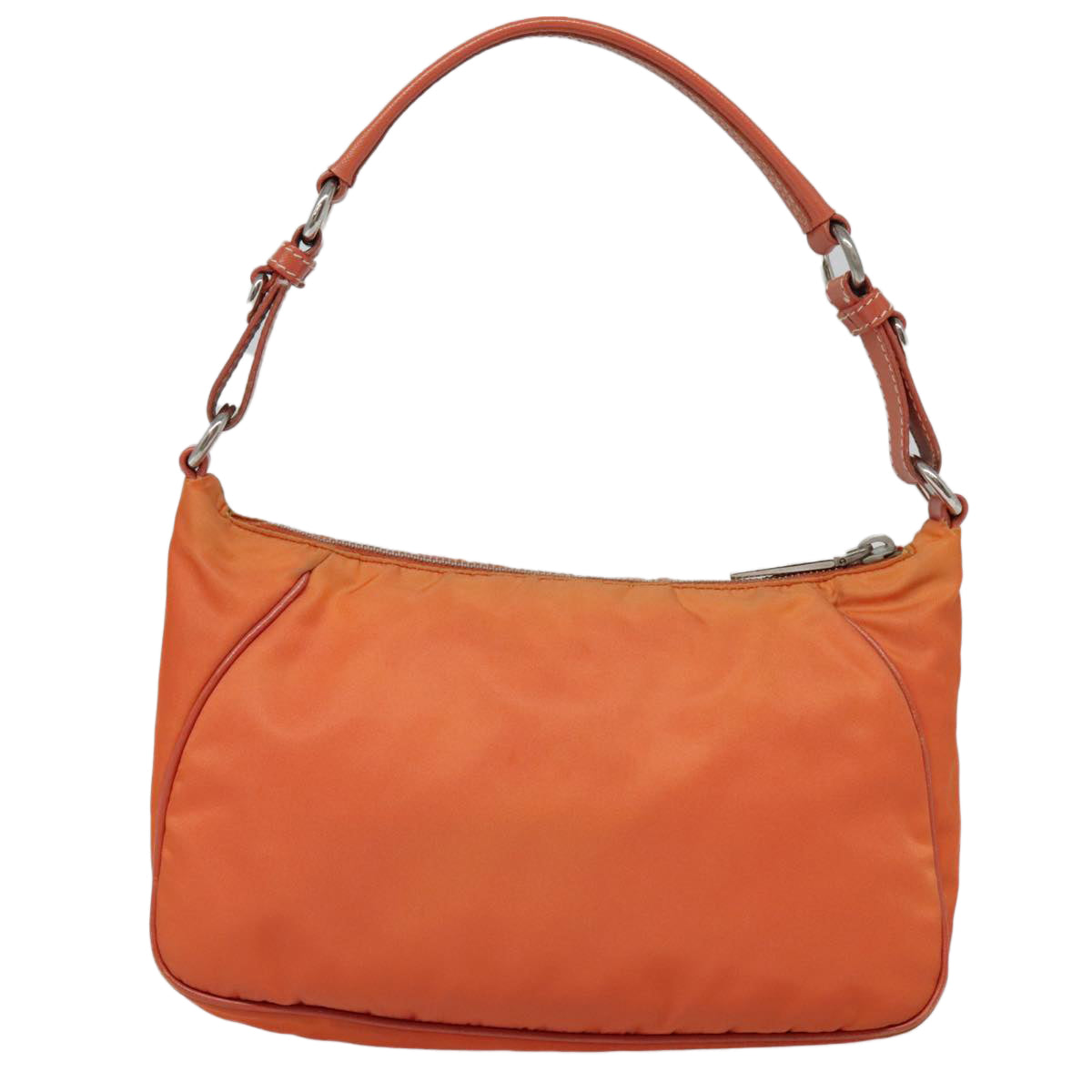 PRADA Shoulder Bag Nylon Orange Silver Auth 88236 - 0