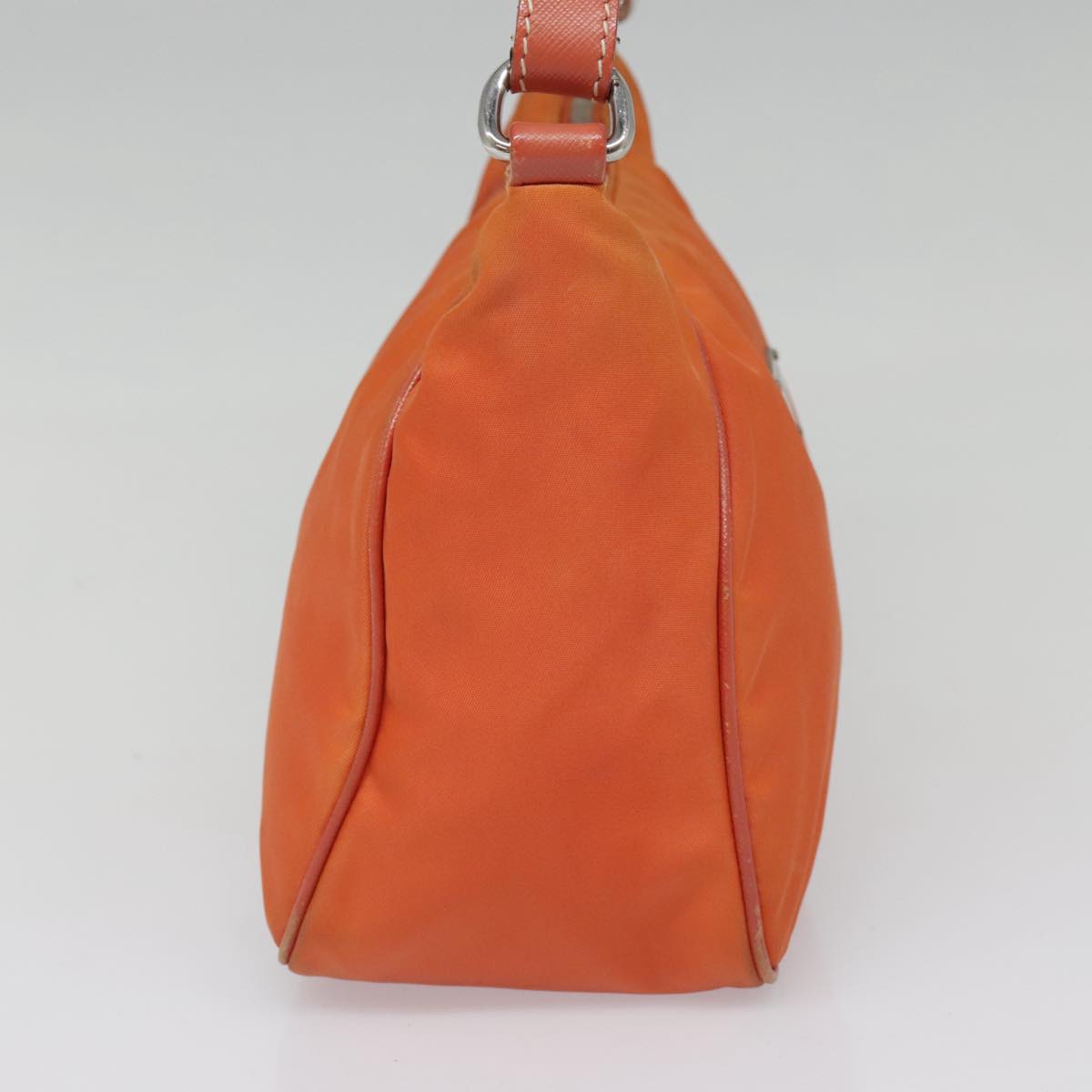 PRADA Shoulder Bag Nylon Orange Silver Auth 88236