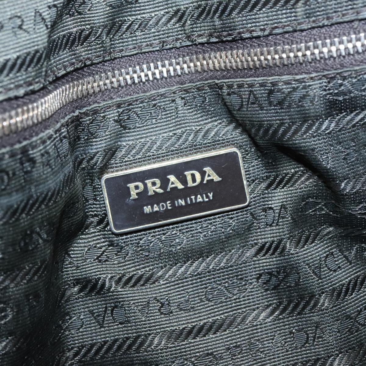 PRADA Hand Bag Nylon Beige Silver Auth 88237