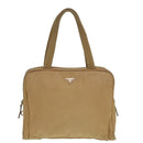 PRADA Hand Bag Nylon Beige Silver Auth 88237-13