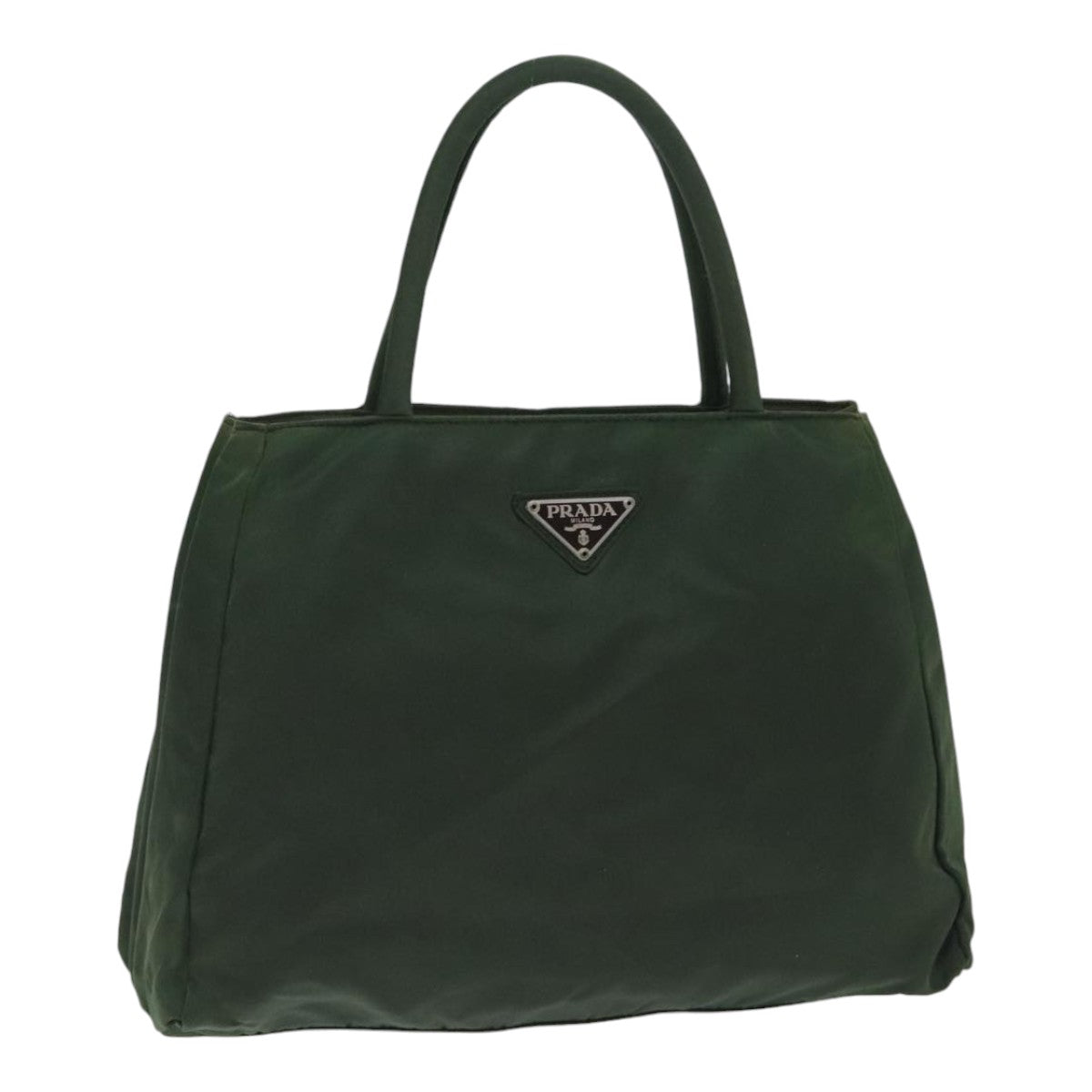 PRADA Hand Bag Nylon Green Silver Auth 88239