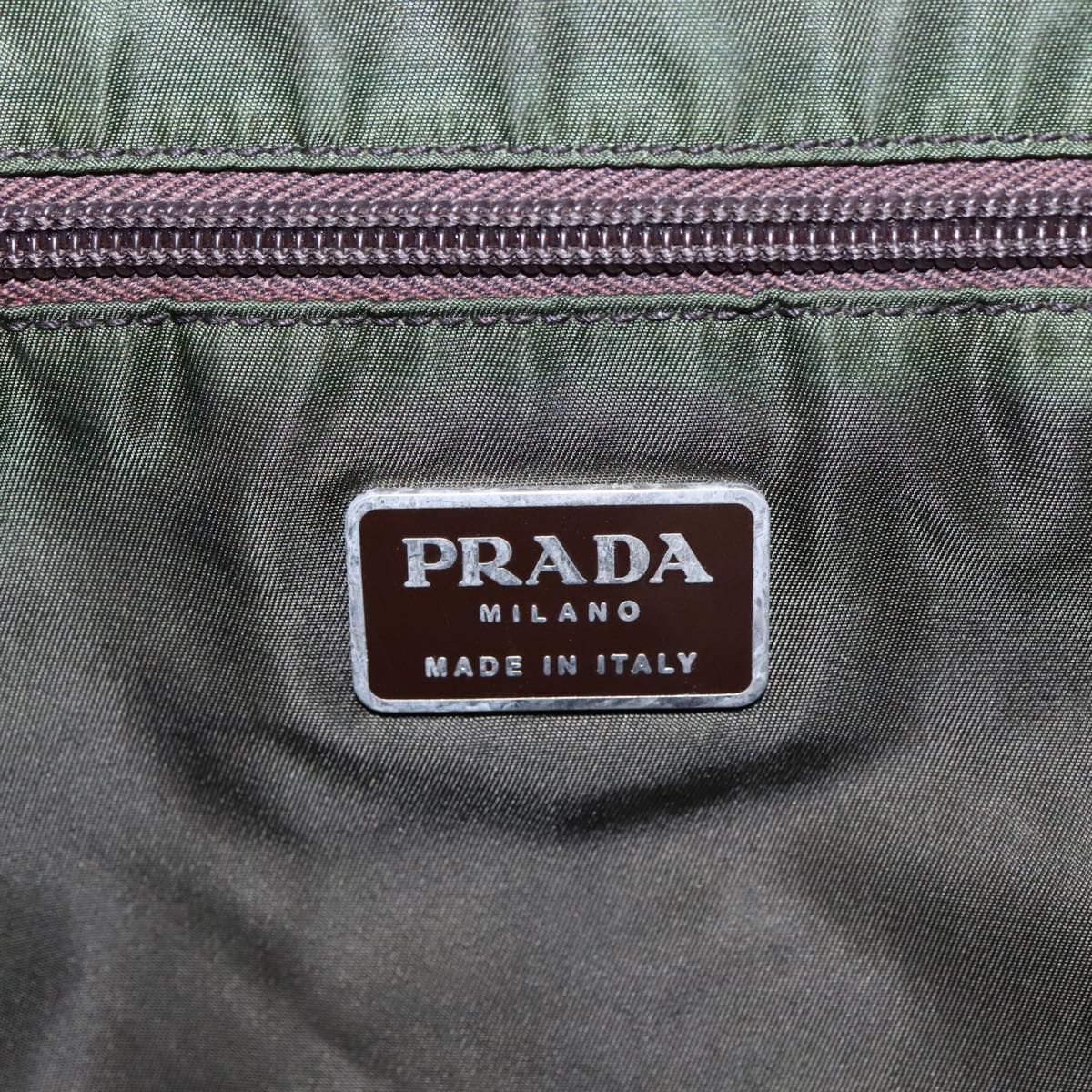 PRADA Hand Bag Nylon Green Clear Silver Auth 88240