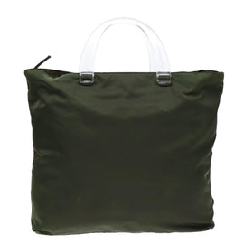 PRADA Hand Bag Nylon Green Clear Silver Auth 88240 - 0