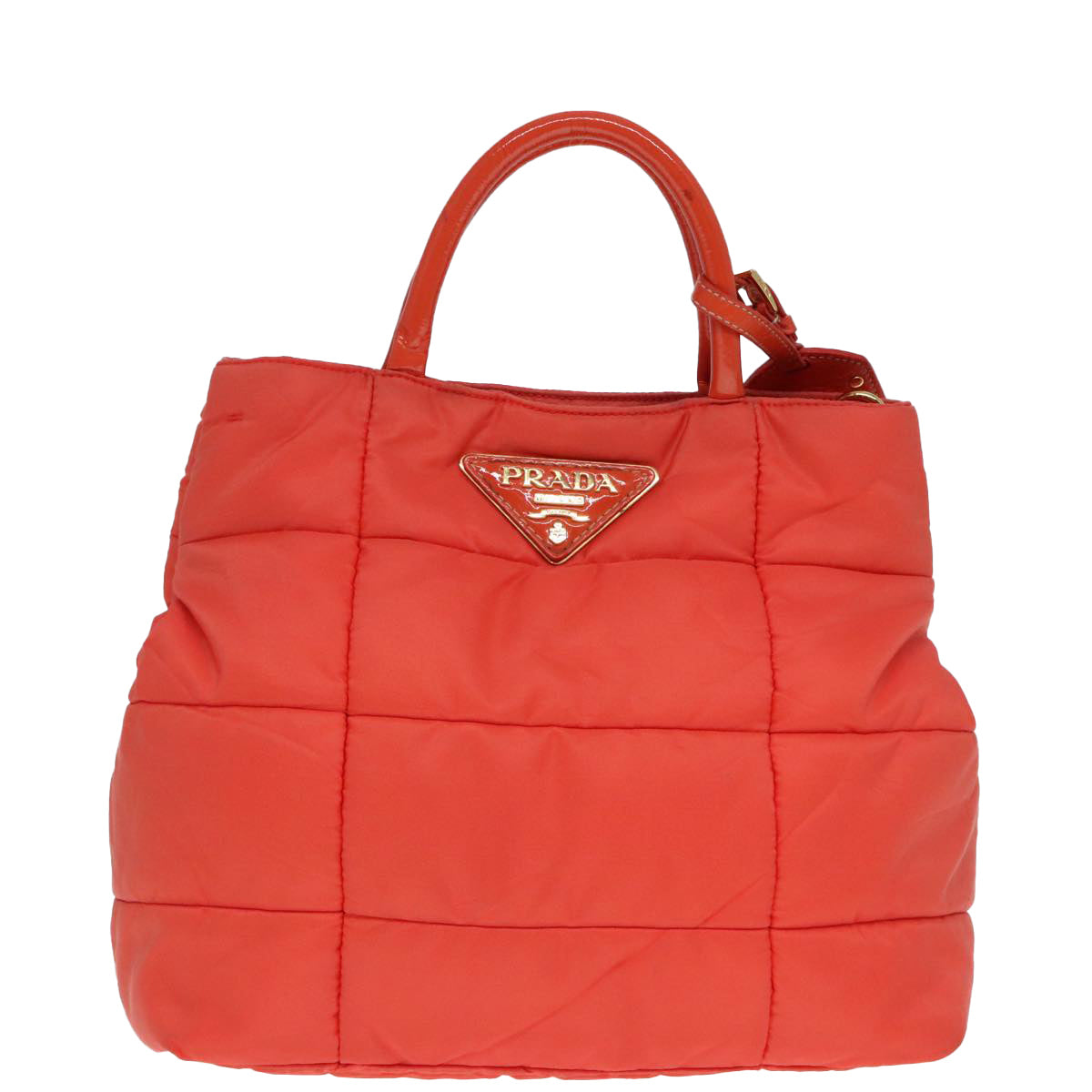 PRADA Hand Bag Nylon 2way Orange Gold Auth 88241