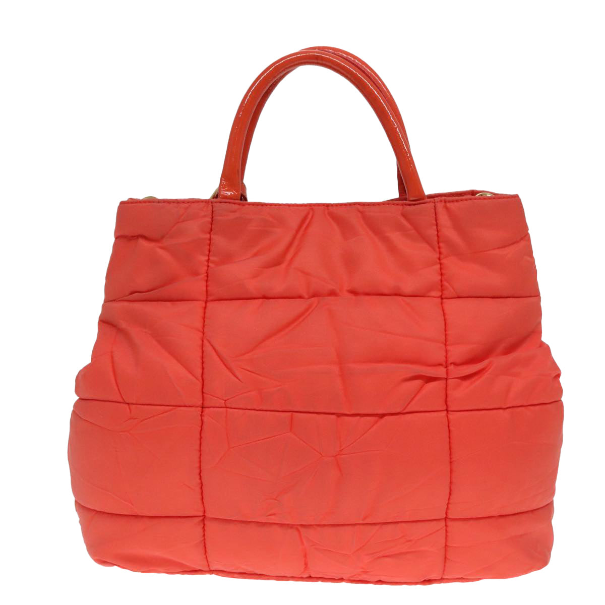 PRADA Hand Bag Nylon 2way Orange Gold Auth 88241 - 0