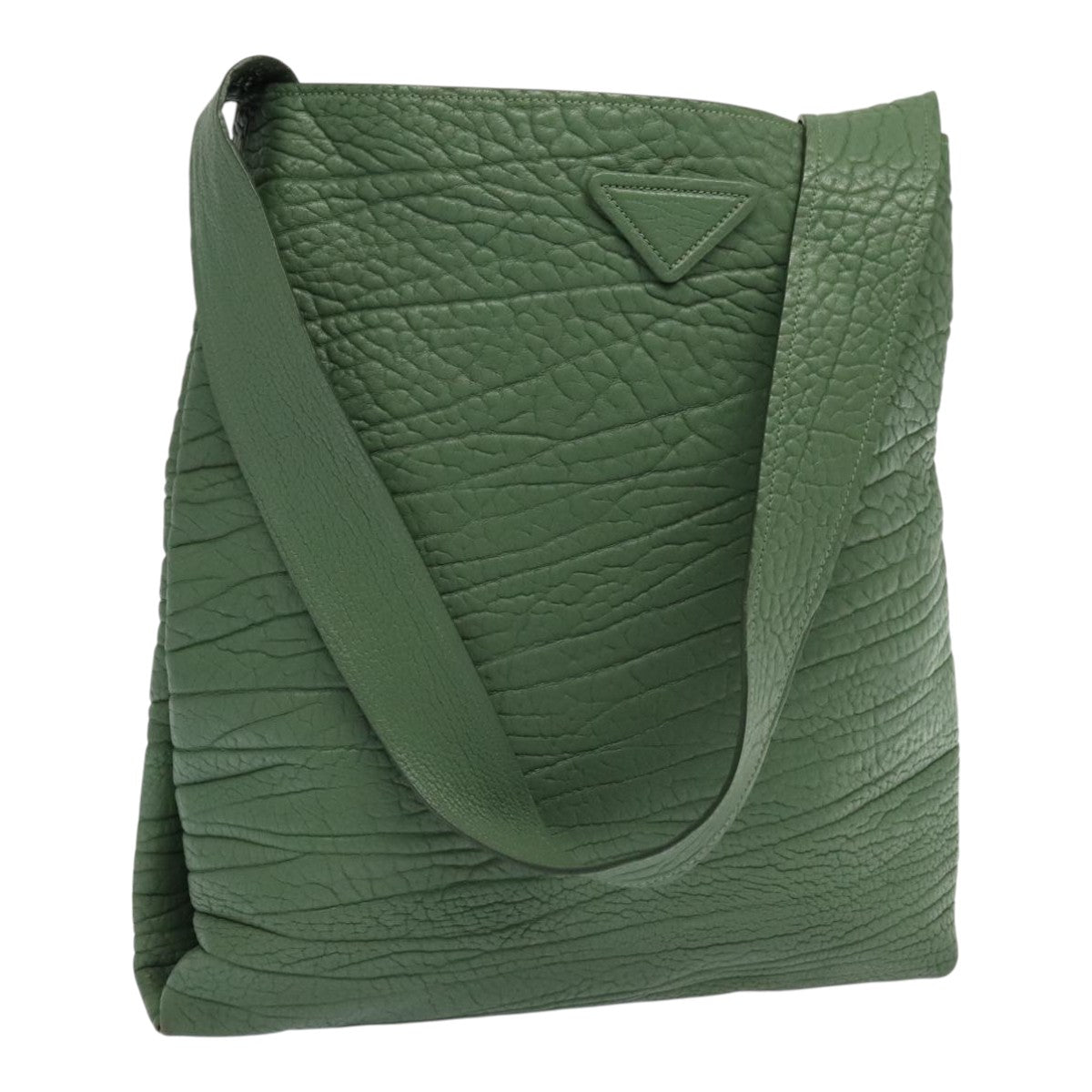 PRADA Shoulder Bag Leather Green Auth 88242S