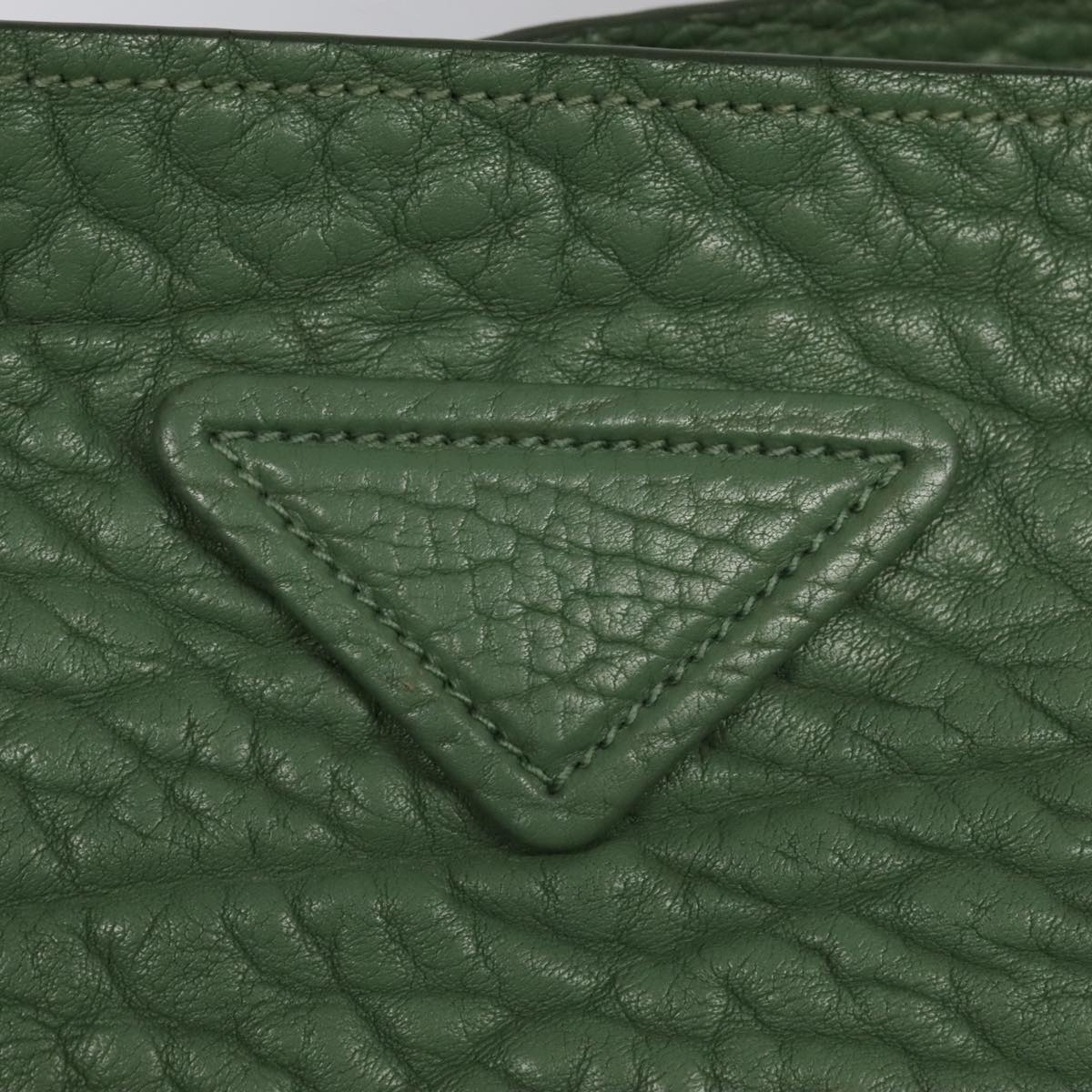 PRADA Shoulder Bag Leather Green Auth 88242S