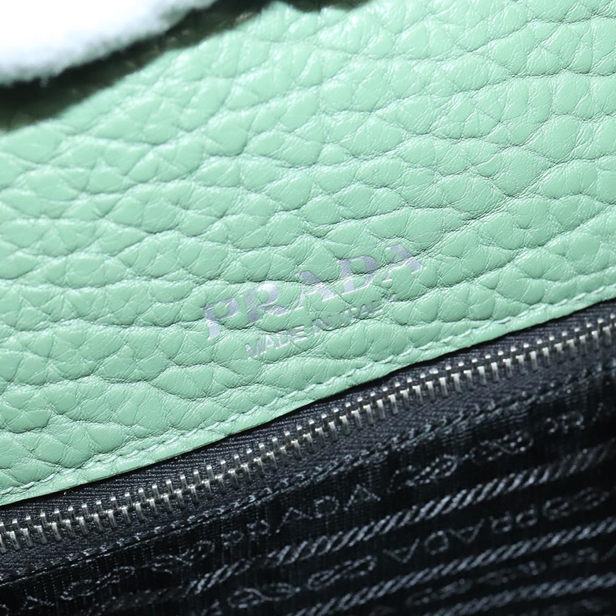 PRADA Shoulder Bag Leather Green Auth 88242S