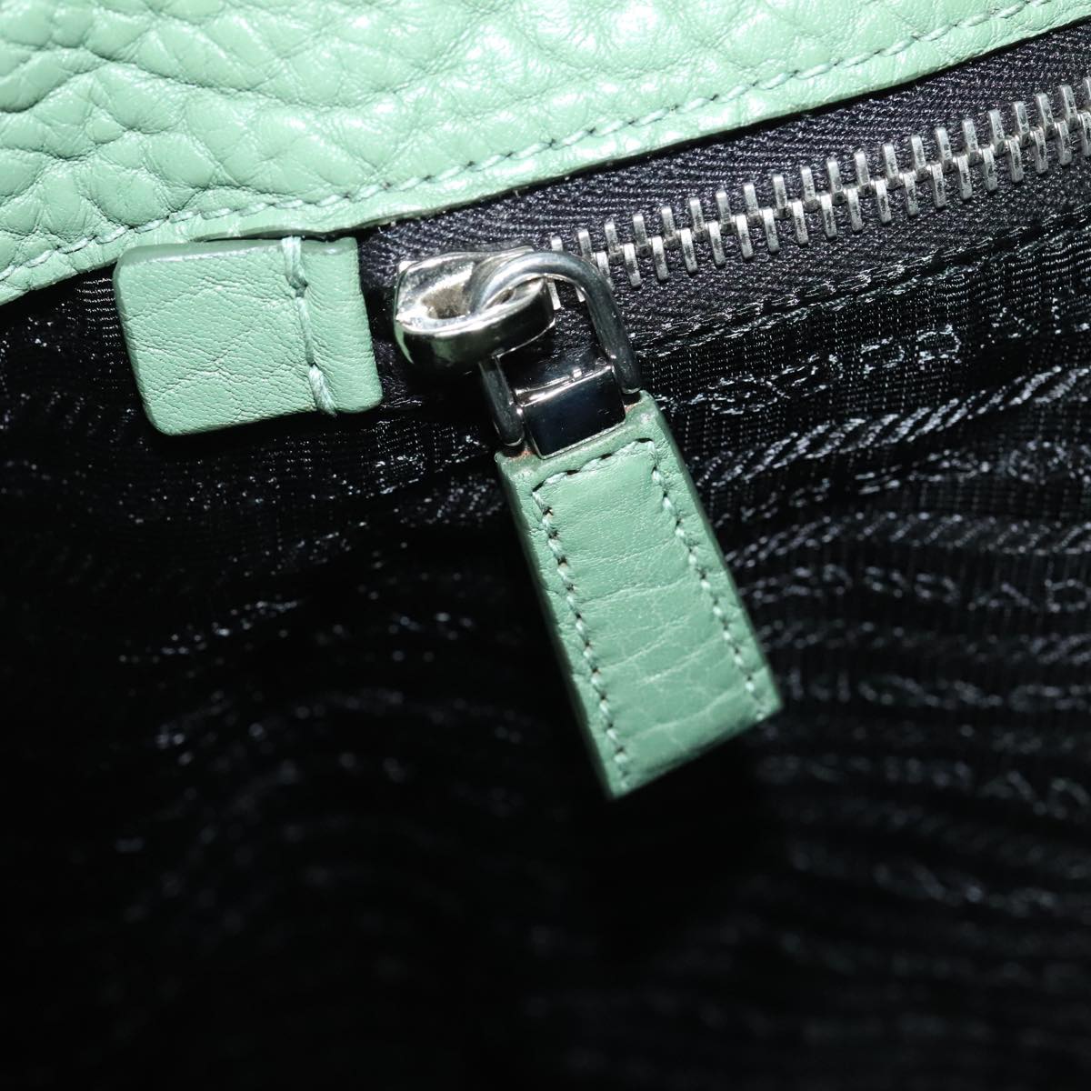 PRADA Shoulder Bag Leather Green Auth 88242S