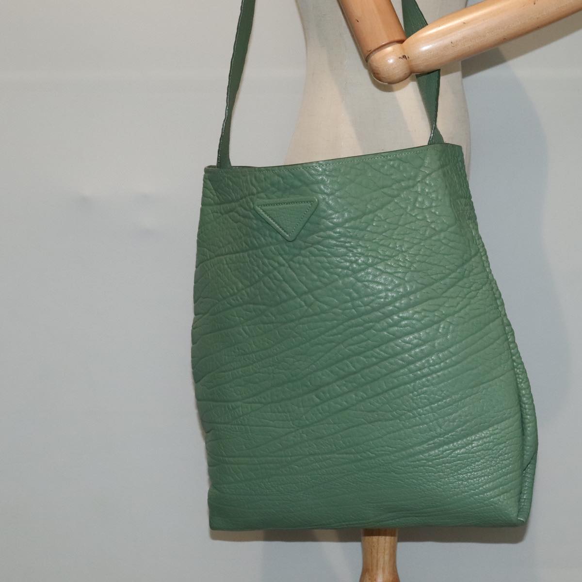 PRADA Shoulder Bag Leather Green Auth 88242S