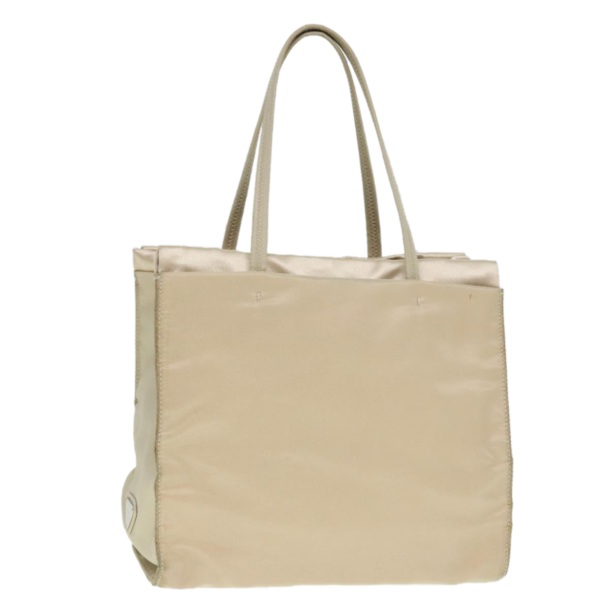 PRADA Hand Bag Nylon Beige Auth 88246