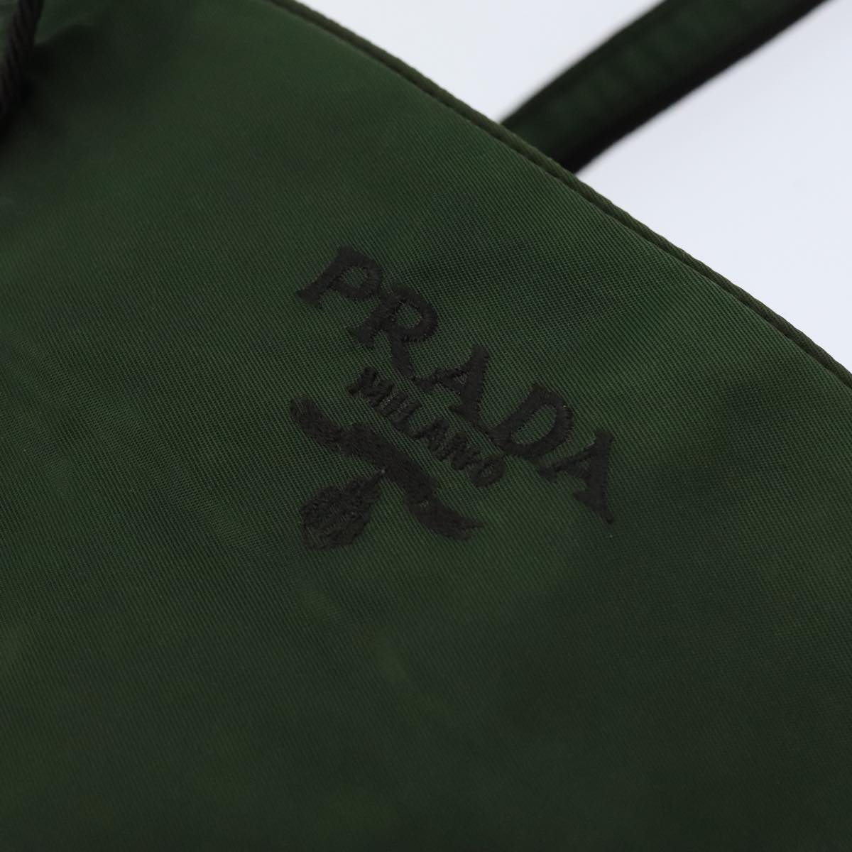 PRADA Tote Bag Nylon Green Silver Auth 88247