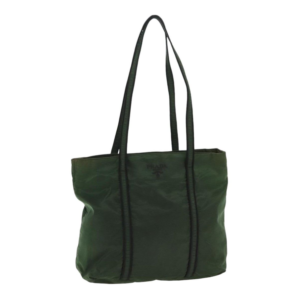 PRADA Tote Bag Nylon Green Silver Auth 88247