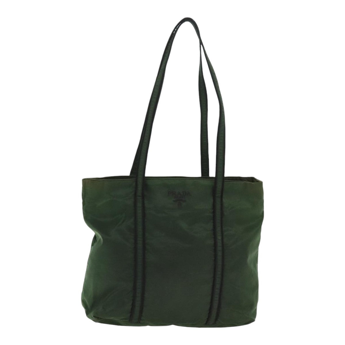 PRADA Tote Bag Nylon Green Silver Auth 88247