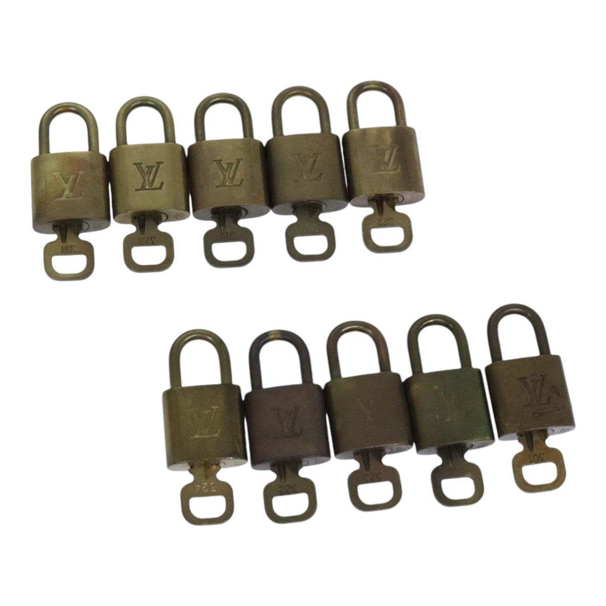 LOUIS VUITTON Padlock 10set metal Gold Tone LV Auth 88248