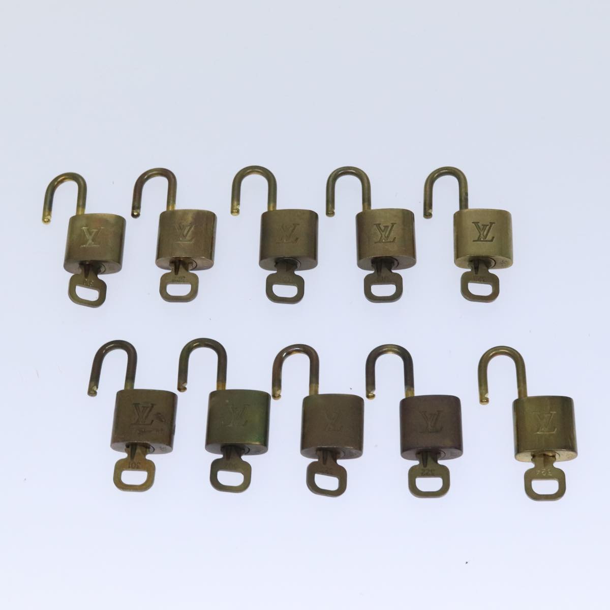 LOUIS VUITTON Padlock 10set metal Gold Tone LV Auth 88248