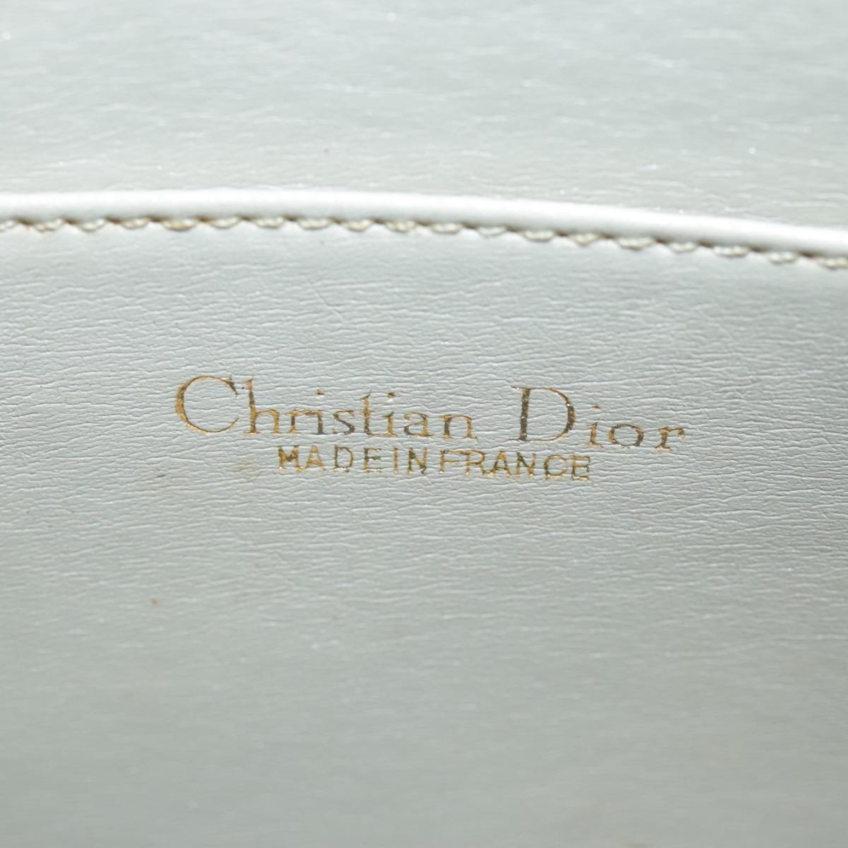 Christian Dior Shoulder Bag Leather Beige Gold Auth 88259