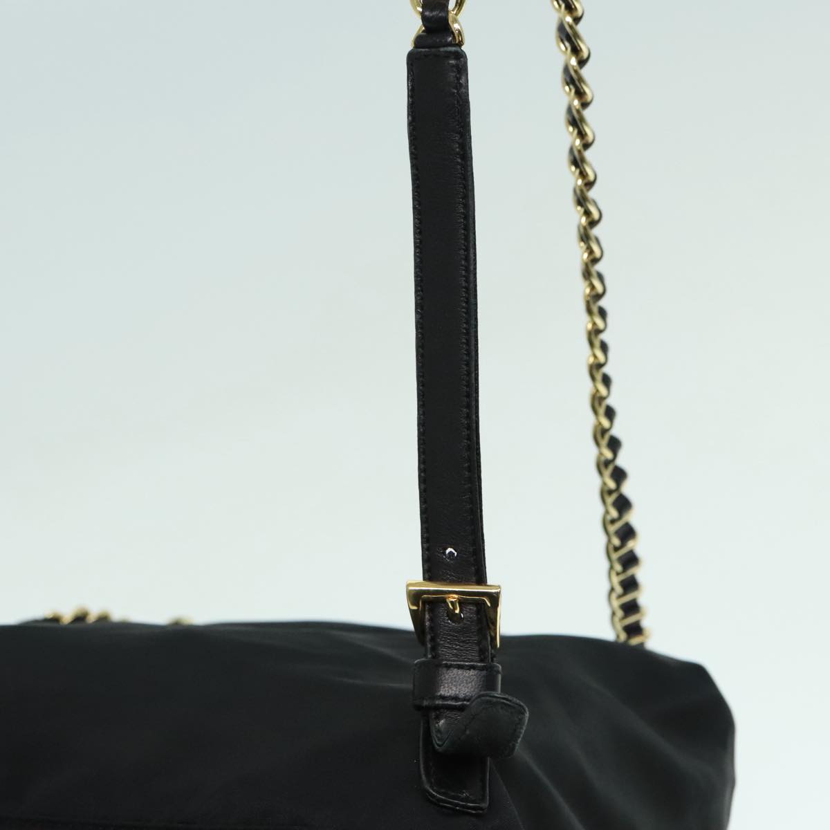 PRADA Backpack Nylon Black Gold Auth 88260