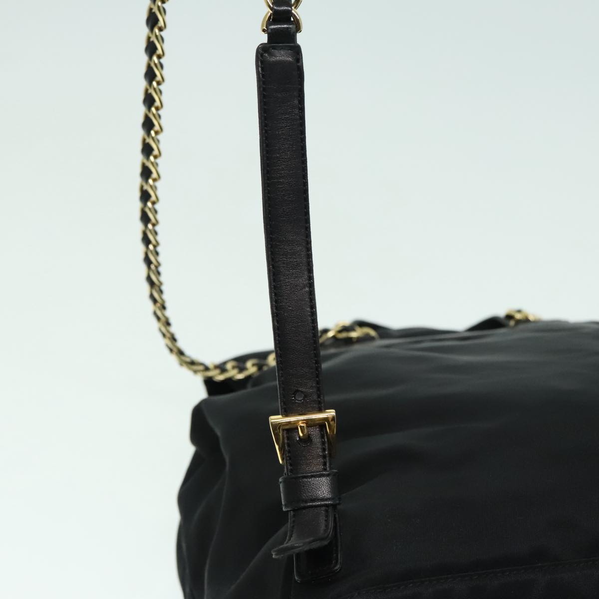 PRADA Backpack Nylon Black Gold Auth 88260