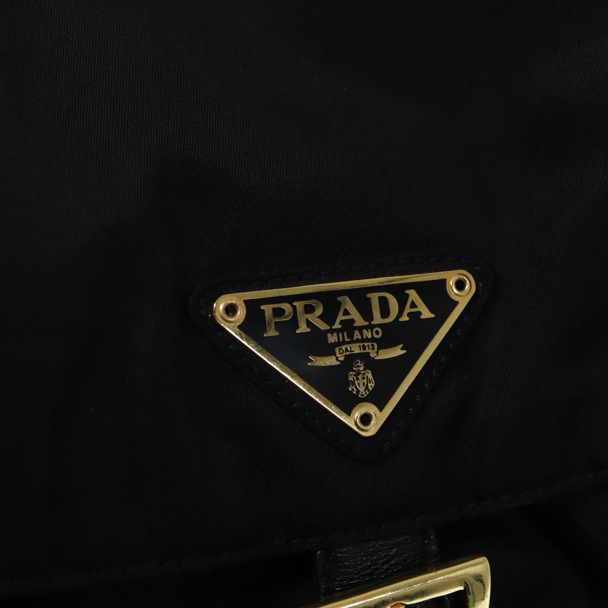 PRADA Backpack Nylon Black Gold Auth 88260