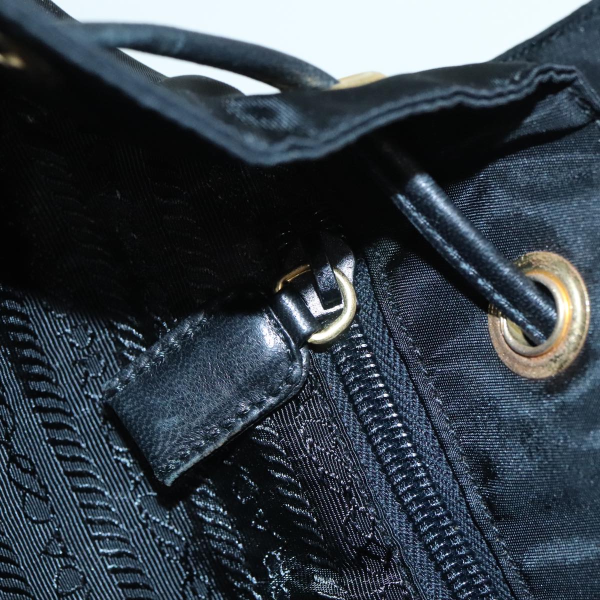 PRADA Backpack Nylon Black Gold Auth 88260