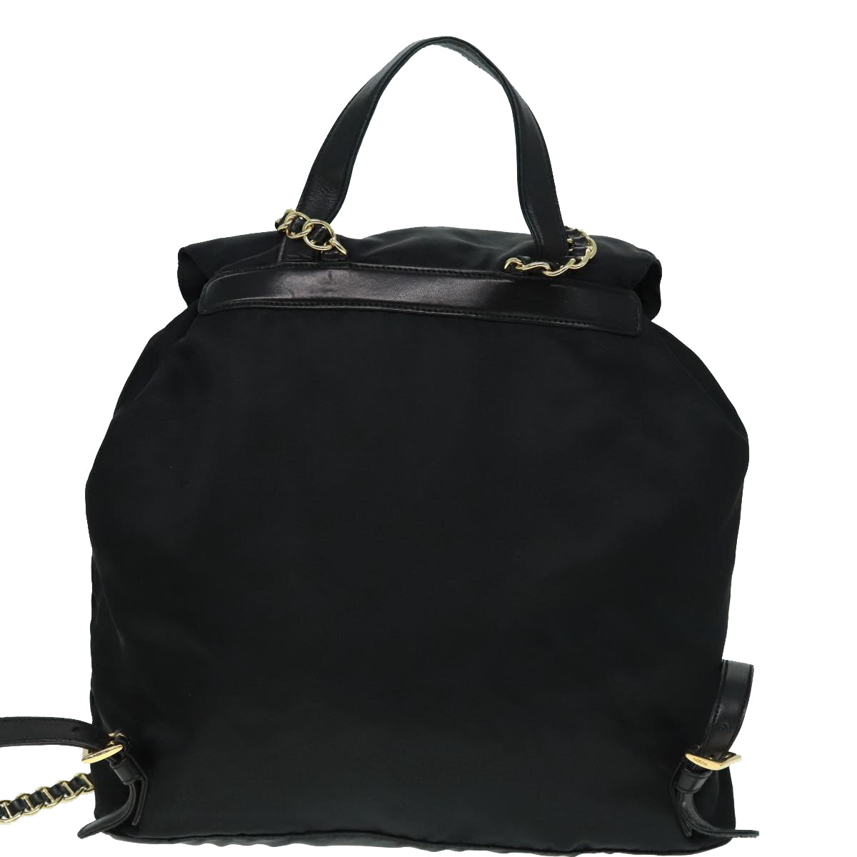 PRADA Backpack Nylon Black Gold Auth 88260 - 0