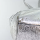 CELINE Tote Bag Leather Silver Auth 88261-9