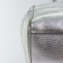 CELINE Tote Bag Leather Silver Auth 88261-15