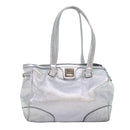 CELINE Tote Bag Leather Silver Auth 88261-13