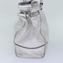 CELINE Tote Bag Leather Silver Auth 88261-3