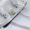 CELINE Tote Bag Leather Silver Auth 88261-6