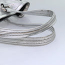 CELINE Tote Bag Leather Silver Auth 88261-7