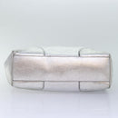 CELINE Tote Bag Leather Silver Auth 88261-5