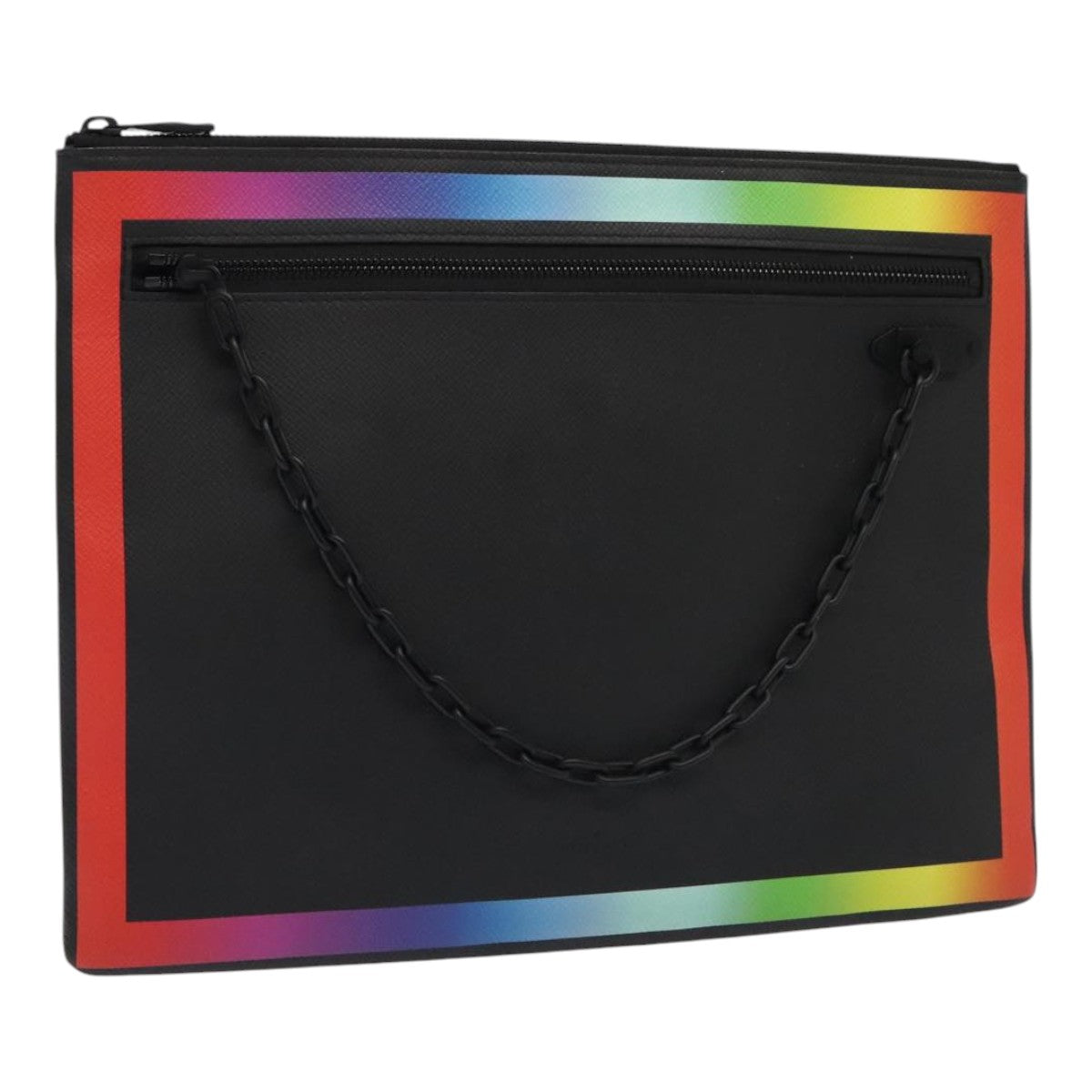 LOUIS VUITTON Taiga Rainbow Chain Pochette A4 Bag Black M30347 LV Auth 88265A